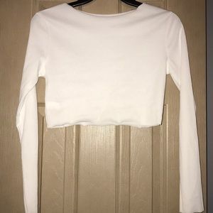 Long sleeve white crop top
